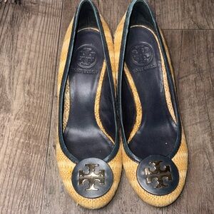 Tory Burch Wedges Flats with Blue  Logo size 7